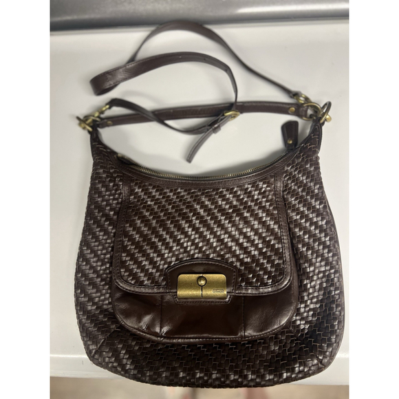 Coach Handbags - COACH Kristin Woven Leather Crossbody/Satchel Shoulder Bag Purse Brown #19312